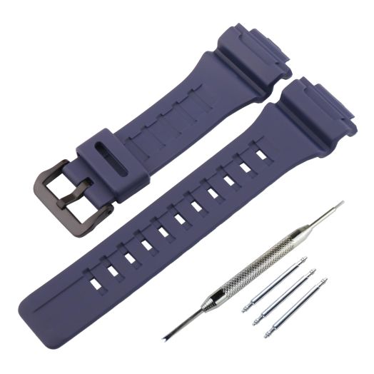 Topuly Men's Resin Watch Band for Casio AQ-S810 AEQ-110 AQ-S800W SGW-300H SGW-400H W-735 W-218 AE1200 Outdoor Sports WristBand Accessories Rubber Watch Strap Women's pin buckle bracelet (S810 shenlan)