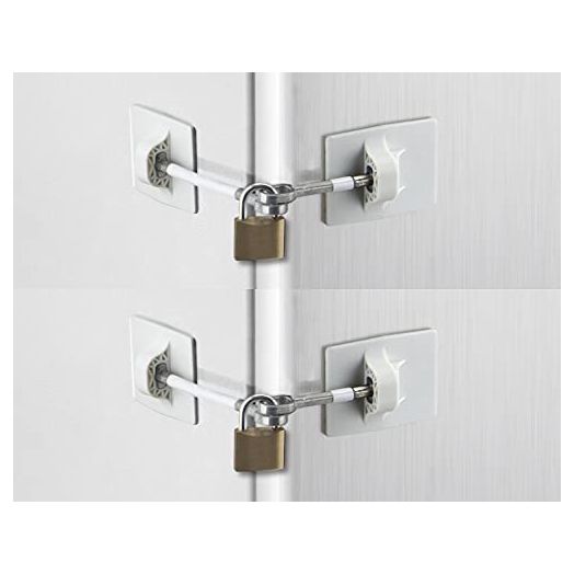 2-Pack Refrigerator Lock (2-Pack, White with Keyed Padlock)