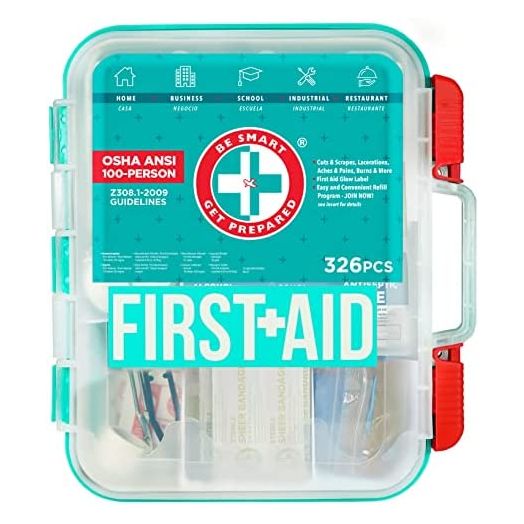 Be Smart Get Prepared First Aid Kit, Red, 326 Piece Set, 1 Count
