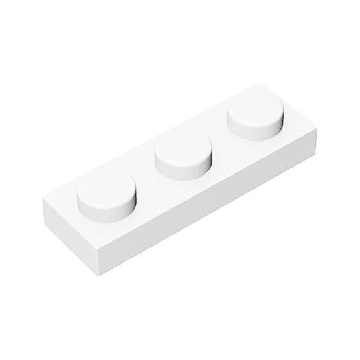 Classic Building Plate 1x3 100 Piece, Compatible with Lego Parts and Pieces 3623, Creative Play Set - 100% Compatible with All Major Brick Brands(Colour:White)
