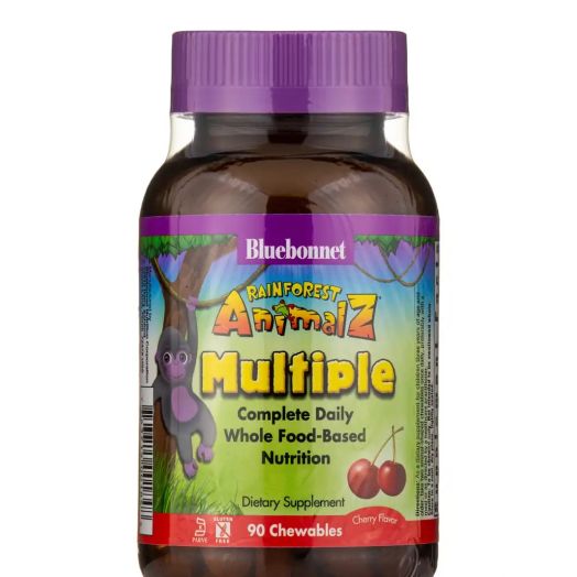 Bluebonnet Nutrition Rainforest Animalz Complete Daily Multiple, Cherry Flavor - 90 Chewables