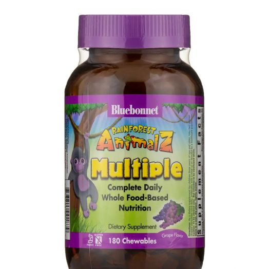 Bluebonnet Nutrition Rainforest Animalz Complete Daily Multiple, Grape Flavor - 180 Chewables