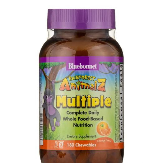 Bluebonnet Nutrition Rainforest Animalz Complete Daily Multiple, Orange Flavor - 180 Chewables