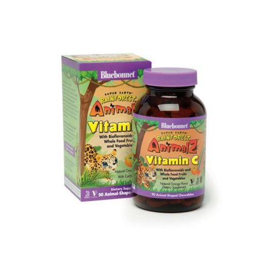 Bluebonnet Super Earth Rainforest Animalz Vitamin C Chews, Orange, 90 Ct