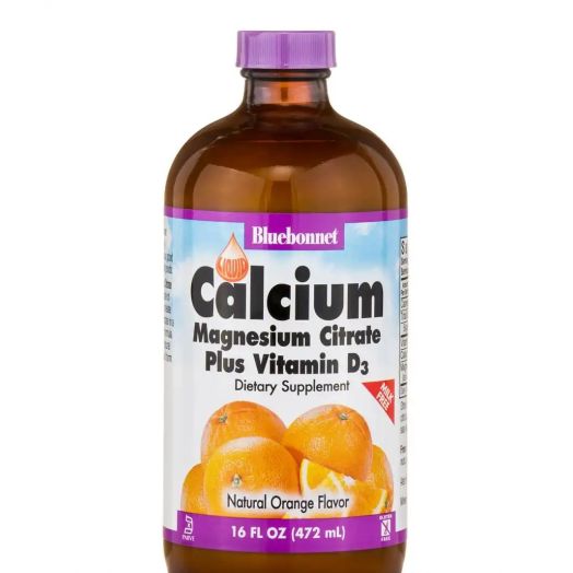 Bluebonnet Nutrition Liquid Calcium Magnesium Citrate Plus Vitamin D3, Orange Flavor (Milk-Free) - 16 fl. oz (472 ml)