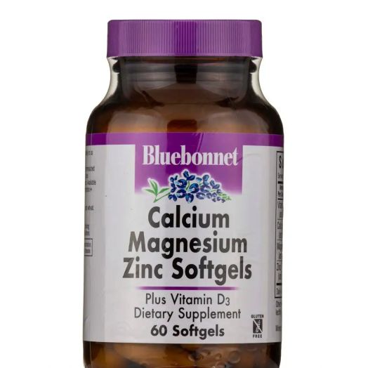 Bluebonnet Nutrition Calcium Magnesium Zinc Plus Vitamin D3 - 60 Softgels