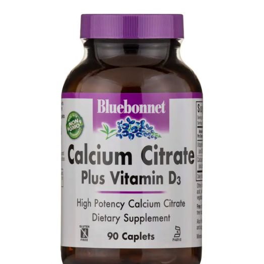 Bluebonnet Nutrition Calcium Citrate Plus Vitamin D3 - 90 Caplets