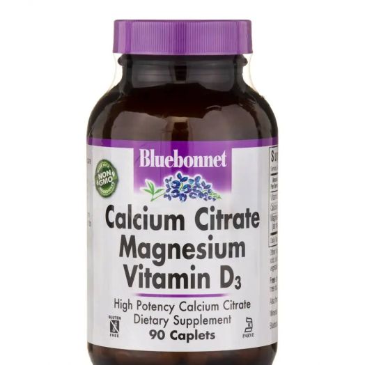 Bluebonnet Nutrition Calcium Citrate Magnesium Plus Vitamin D3 - 90 Caplets