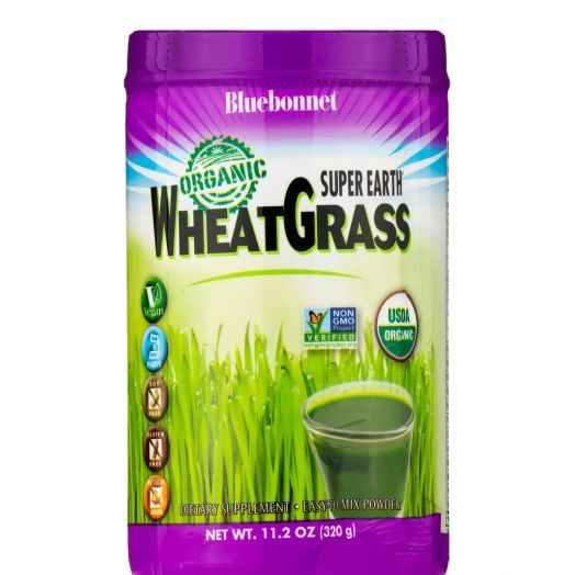 Bluebonnet Nutrition Super Earth Organic Wheat Grass Powder - 11.2 oz (320 Grams)