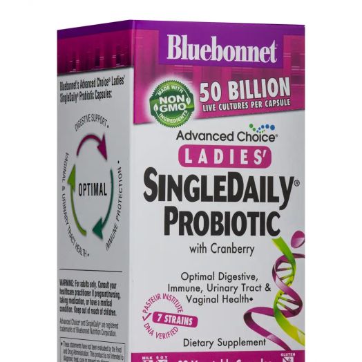 Bluebonnet Nutrition Advanced Choice Ladies' Single Daily Probiotic with Cranberry 50 Billion CFU - 30 Vegetable Capsules