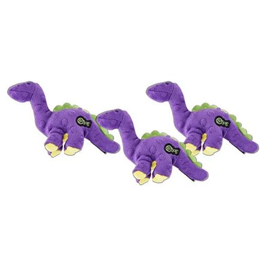 goDog 3 Pack of Just for Me Bruto Plush Dog Toys, Small, Purple, with Chew Guard Technology and Puncture-Proof Squeakers