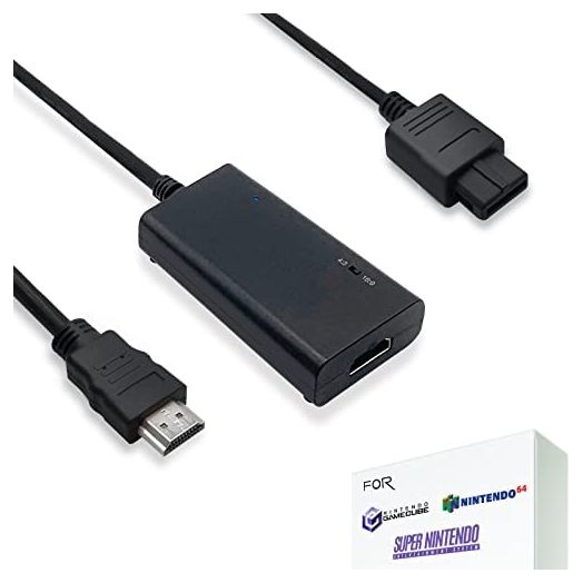 HDMI Cable for Nintendo Gamecube, Nintendo 64 N64, Super Nintendo SNES (3-in-1), GameCube/SNES/N64 to HDMI Adapter with S-Video Signal Output (Better Video Quality), HD Converter with 4:3/16:9 Switch