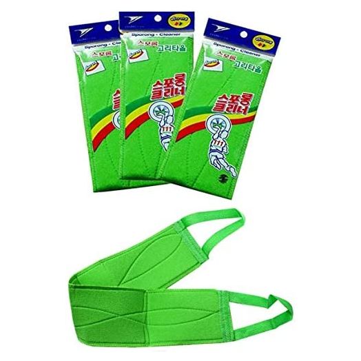 SPORONG x (3 pcs) Long Exfoliating Back Washcloth Bath Wash Towel Korean Italy Towel