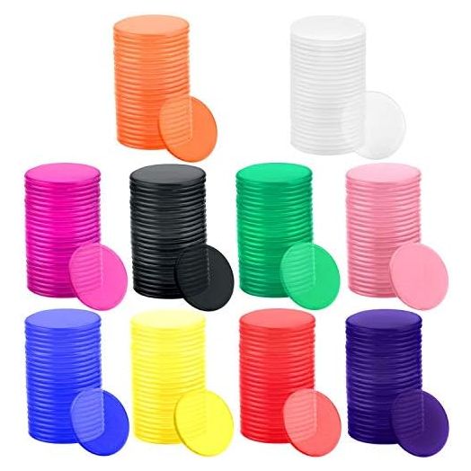 Coopay 200 Pieces 10 Colors 1-1/5 inch Plastic Learning Counters Disks Bingo Chip Counting Discs Markers for Math Practice and Poker Chips Game Tokens