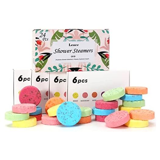 Shower Steamers, 24PCS Sharing Pack Aromatherapy Shower Steamers, Vaporizing Shower Bombs with Organic Essential Oils Enjoy Home Spa, Shower Steamers for Women & Men - 4 Boxes