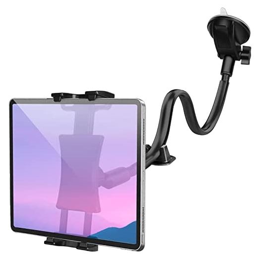 Car Dashboard Windshield Tablet Mount, 13" Long Arm Gooseneck, 360° Flexible Window Suction Cup Holder for Truck SUV, for iPad Pro 12.9/11/10.5/9.7/Air/Mini 6 5 4, Samsung Galaxy, 4.7"-12.9" Tab&Phone