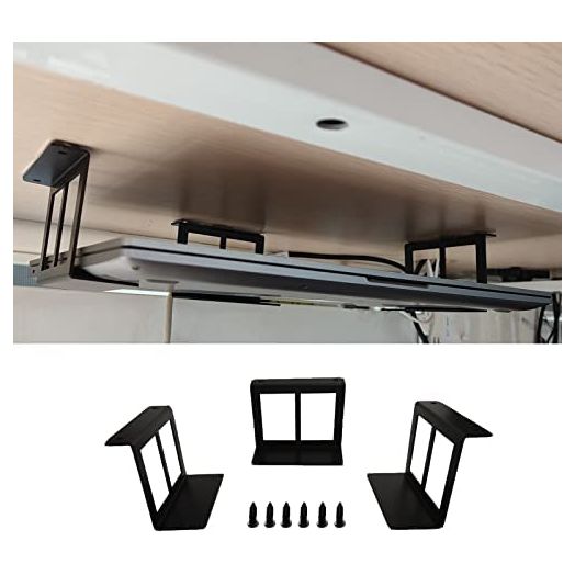 PIAOLGYI Under Desk Laptop Holder Mount with Screw,Bracket Devices Upto 2.7" Under Desk Mount for PS4,Xbox Series S,Xbox One S,Cable Box,Laptop & More(3 Pcs)