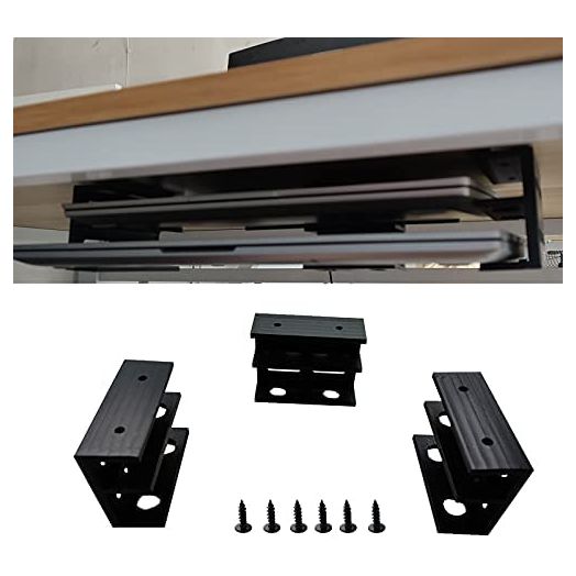 PIAOLGYI Under Desk Double Decker Laptop Holder Mount with Screw,Under Desk Laptop Mount Bracket,Add On Under Table Laptop/Keyboard Storage(3 Pcs)