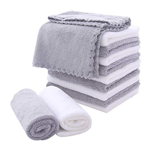 Microfiber Facial Cloths Fast Drying Washcloth 12 pack - Premium Soft Makeup Remover Cloths - Highly Absorbent