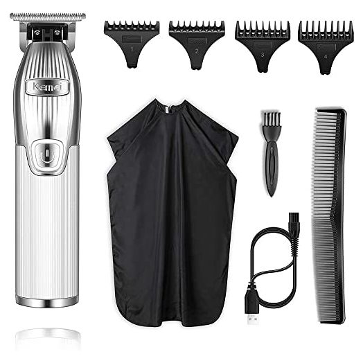 Kemei 0mm Baldheaded Hair Clippers for Men Professional Outliner Cordless Hair Trimmer Beard Trimmer with T Blade Zero Gapped Rechargeable Grooming Kit