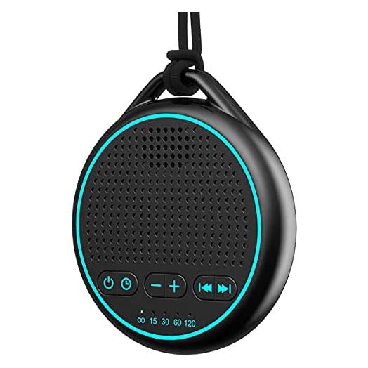 Fourair White Noise Sound Machine with 25 Soothing Sounds Powered by USB or Battery Portable Lanyard for Travel 32 Volume Levels 5 Timers and Memory Function for Baby Kids Adults Sleeping (Black)