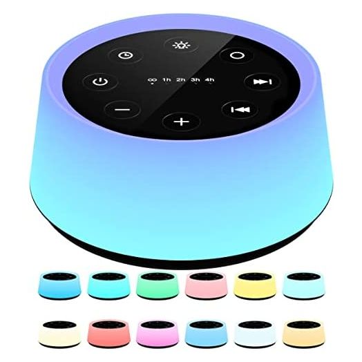 ColorsNoise Sound Machine and White Noise Machine with 30 Soothing Sounds with 12 Colors Baby Night Light with Memory Function (T-Black)
