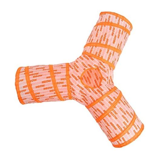 Cat Tunnel Tube, Portable Pet Tunnel Toy 3-Way YShaped Alphabet Print with Hanging