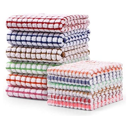 AOTBAT Kitchen Towels and Dishcloths Set, 16 x 25 and 12 x 12, Set of 12 Bulk Cotton Kitchen Towels Set