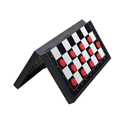 Magnetic Checkers Board Game and Magnetic Checker Pieces, 9.8 x 9.8 inches Mini Portable Travel Set