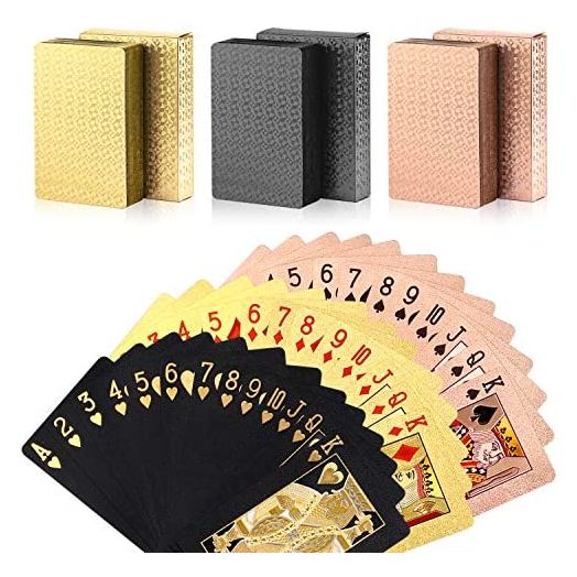Zayvor 3 Decks Playing Cards Foil Poker Cards Deck of Cards 24K Gold Diamond Foil Poker Cards Waterproof