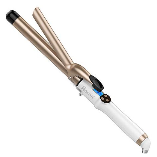 Hoson 1 Inch Curling Iron Professional Ceramic Tourmaline Coating Barrel Hair Curler, LCD Display with 9 Heat Setting(225°F to 450°F for All Hair Types, Glove Include)