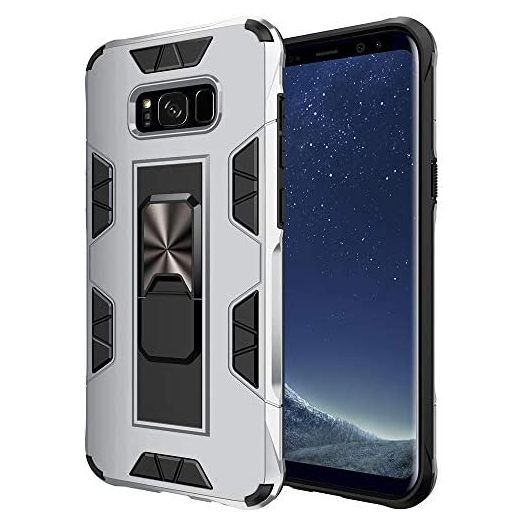 Samsung Galaxy S8 Plus Case Samsung Galaxy S8+ Case Military Grade Built-in Kickstand Case Holder Armor Heavy Duty Shockproof Cover Protective for Samsung Galaxy S8 Plus Phone Case (Sliver)