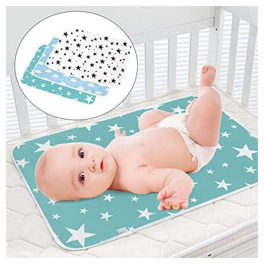 3 Pack Diaper Changing Pad, Maveek Portable Toddler Diaper Changing Pad Waterproof Baby Change Mats Premium Change Pad Liner Bed Pad Play Mat(Green&White&Blue)