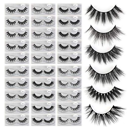 MAGEFY 30 Pairs 6 Styles Faux Mink Eyelashes, 16mm-20mm Lashes Natural Look to Dramatic False Eyelashes, Handmade Reusable Fake Eyelashes with Portable Boxes