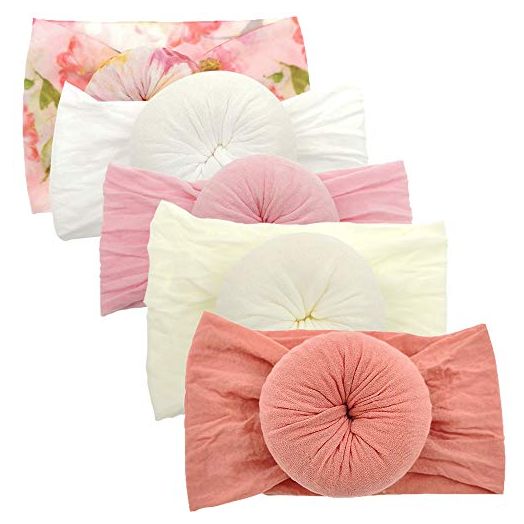 Newest Baby Headbands Circle Turban Knotted Bows Soft Silk Nylon Headwraps For Newborn Infant Toddlers Girl Kids (Headwrap-02)