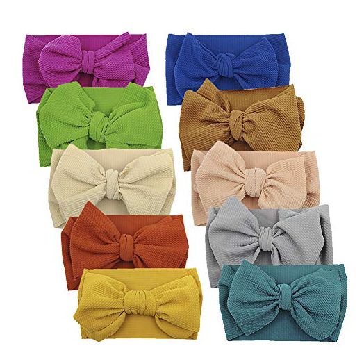 Baby Girl Bow Headbands Newborn Hairband Baby Turban Knotted Headband Nylon Elastic Headwraps for Children Hair Accessories, Kk10-1, FREE SIZE
