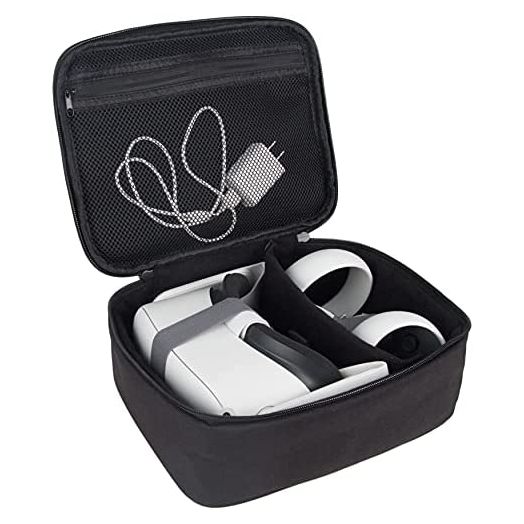 KISLANE Soft Carrying Case Compatible with Oculus Quest 2 VR, Carrying Case for Oculus Quest 2 Headset Fits for Travel, Home, Outdoor, Not Compatible with Elite Strap(Black)