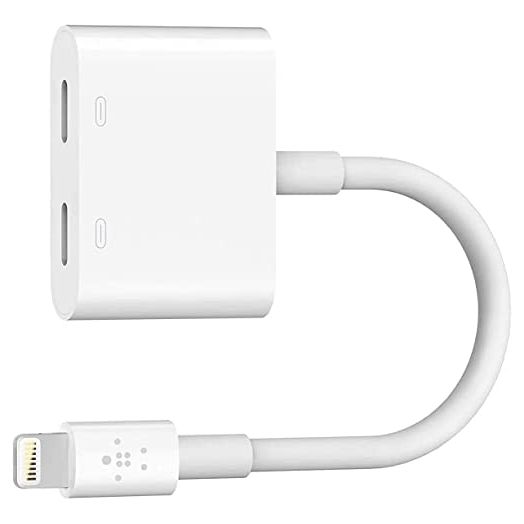 Belkin Lightning Audio + Charge Rockstar, iPhone Lightning Audio Adapter , White