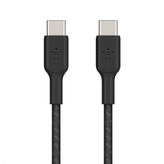 Belkin BOOSTCHARGE Braided USB C to USB C Cable + Strap, Black, 5 ft