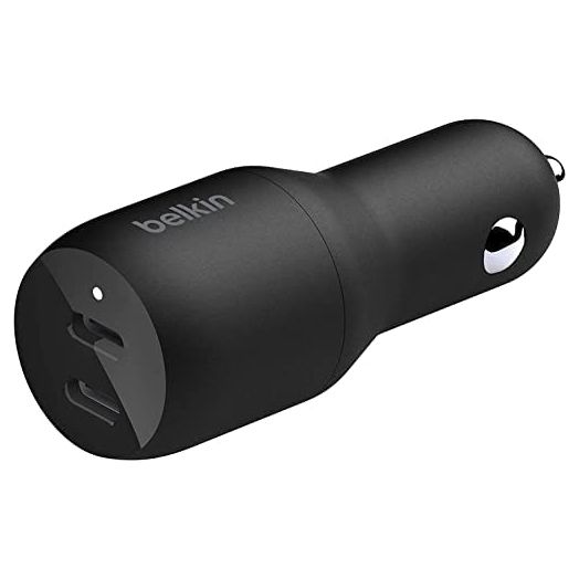 Belkin USB-C PD Car Charger 36W (Dual 18W USB-C Power Delivery Car Charger for iPhone 11, 11 Pro, 11 Pro Max, iPad Pro, Samsung, Google and more)