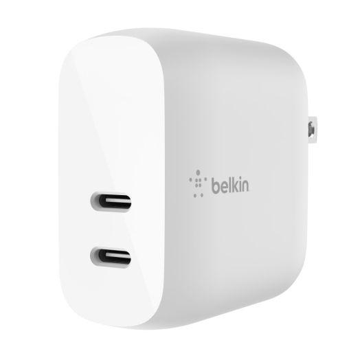 40W Dual Wall Charger with 2 USB-C Ports, White