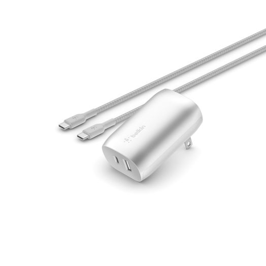 Belkin BOOST?CHARGE™ 37W USB Type C to C PPS PD Dual Port Wall Phone Charger, Silver