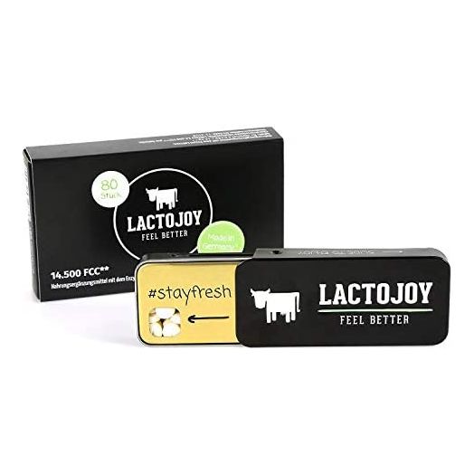 LactoJoy Lactase Pills I Powerful Lactase Enzymes for Lactose Intolerance I Ultra Pure Lactase for Improved Digestion I No Silicon Dioxide, No Artificial Flavors, No Sucralose I 100% Vegan I 80 Pieces