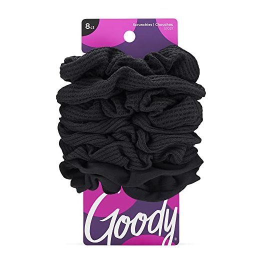 Goody Ouchless Womens Hair Scrunchie - 8 Count, Black - Suitable for All Hair Types - Pain-Free Hair Accessories for Women Perfect for Long Lasting Braids, Ponytails and More