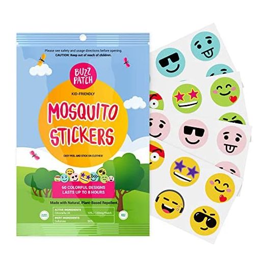 BuzzPatch Mosquito Patch Stickers for Kids (60 Pack) - The Original All Natural, Plant Based Ingredients, Non-Toxic, DEET Free, Citronella Essential Oil Insect Patch, for Toddlers, Kids