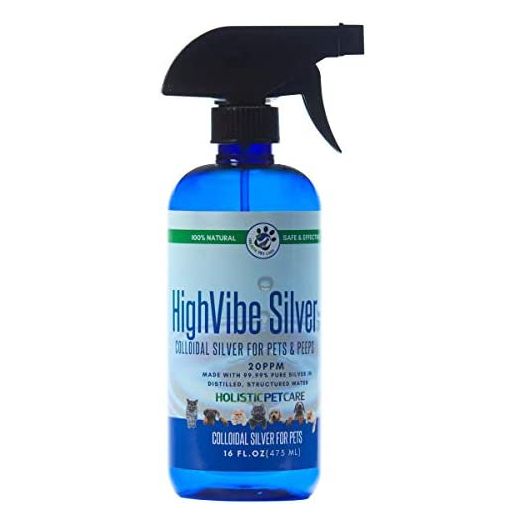 HighVibe Silver - Colloidal Silver for Pets -16 Oz- 20 PPM Wound/Skin/Hot Spot Spray for Dogs, Cats, Birds, Horses/All Pets & Peeps
