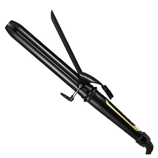 Lanvier 1.25 Inch Clipped Curling Iron with Extra Long Tourmaline Ceramic Barrel, Professional 1 1/4 Inch Hair Curler Curling Iron up to 450°F Dual Voltage for Traveling, Hair Waving Style Tool–Black