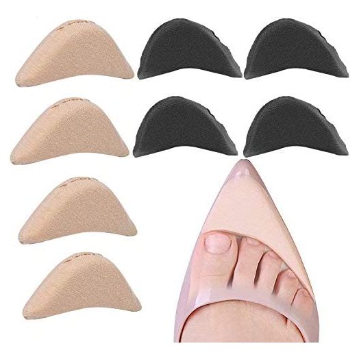 Toe Inserts for Shoes Too Big, 4 Pairs Shoe Inserts for Women Men, Foam Toe Filler, Shoe Fitters, Black and Beige