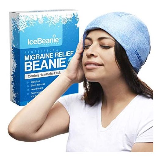 Ice Beanie Natural Migraine Relief - Eliminate Tension Headaches with This Acupressure Designed Cold Pack Hat - Enjoy Soothing Compression to Relieve Pain Associated with Overexertion, Aches & Fever