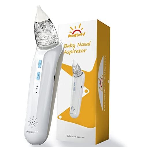 Electric Nasal Aspirator for Baby, MOMTORY Baby Nose Sucker, Baby Nose Cleaner with Soothing Lullaby Function, Rechargeable, Three-Speed Suction, Anti-Backflow